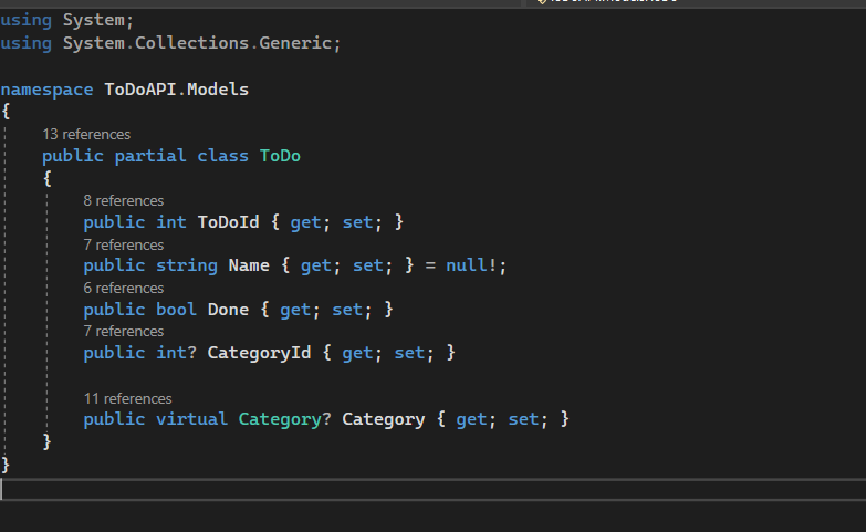 snippet of model code